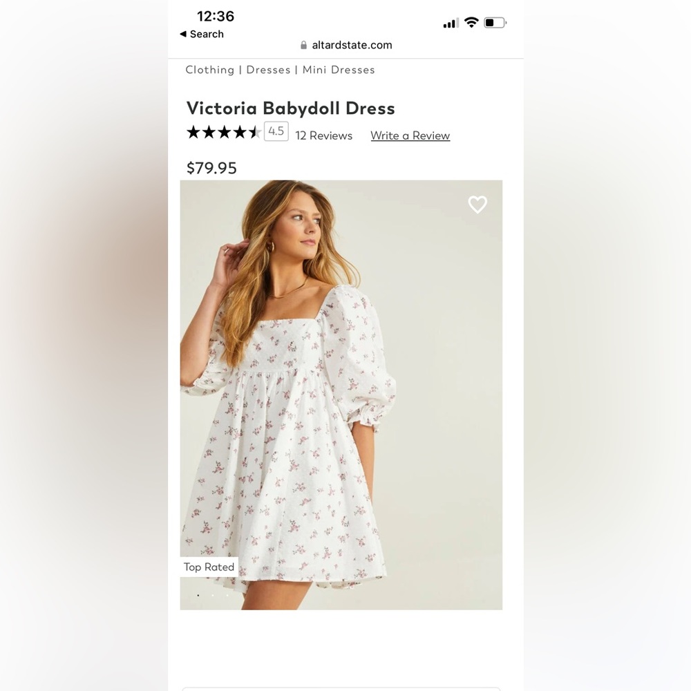 Altar’d State Victoria Babydoll Dress size Large worn one time